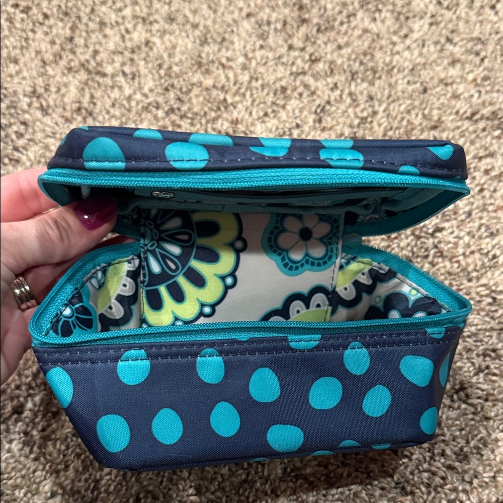 Thirty-One Floral Teal and Blue Jewelry pouch